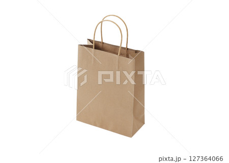 白い背景に置いている茶色の紙袋 127364066