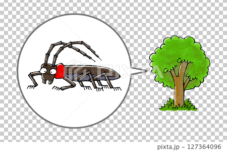 Long-horned beetle and tree 127364096