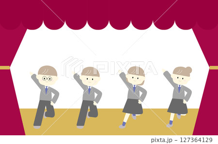 ステージで踊る学生たち ステージで踊る学生たち 127364129