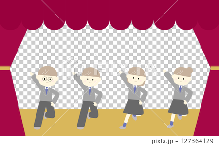 ステージで踊る学生たち ステージで踊る学生たち 127364129