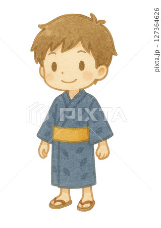 【夏】紺色の浴衣の男の子のイラスト/タイプ2 127364626