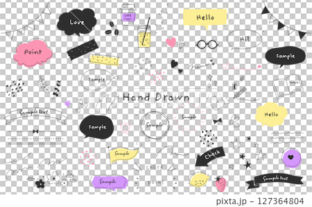 Cute hand-drawn speech bubble set Cute hand-drawn speech bubble set 127364804