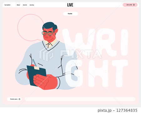 Writing people, modern flat vector concept illustration- standing man thoughtfully writing on clipboard, bubble near head Metaphor for reflection, personal insight, contemplation, creative expression Writing people, modern flat vector concept illustration- standing man thoughtfully writing on clipboard, bubble near head Metaphor for reflection, personal insight, contemplation, creative expression 127364835