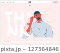 Thinking people, modern flat vector concept illustration- man standing thoughtfully, looking sideways, bubble near his head Metaphor for reflection, analysis, introspection, contemplation, deep 127364846