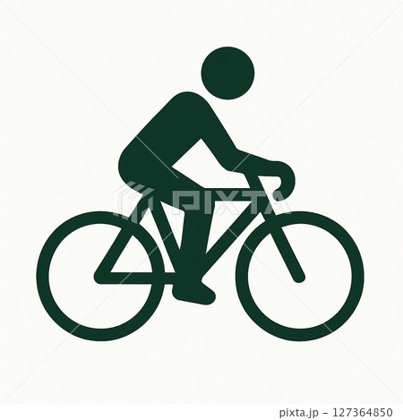 自転車で走る人のシルエット 127364850