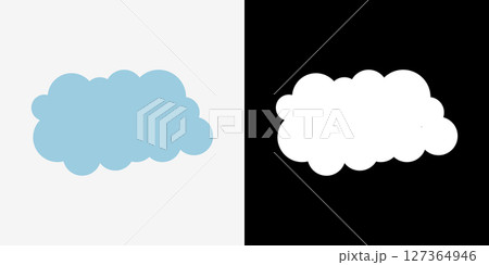 やわらかタッチの雲シルエット：背景・飾り付け用イラスト素材	 127364946