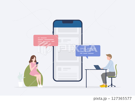 ダイレクトマーケティングとダイレクトメールを活用するビジネスマンのイラスト 127365577