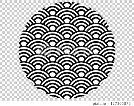 Decoration with Seigaiha pattern in monochrome 127365876