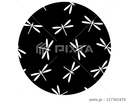 とんぼ模様の装飾　モノトーン 127365878