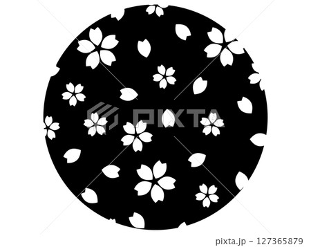 桜散らし模様の装飾　モノトーン 127365879