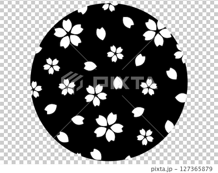 桜散らし模様の装飾　モノトーン 127365879