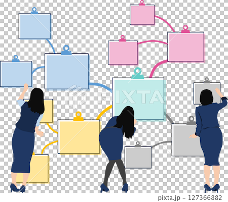 フレームワークを実施するビジネスウーマンのイラスト 127366882