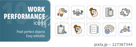 Businesswoman working on her work performance with checklists and brainstorming sessions Businesswoman working on her work performance with checklists and brainstorming sessions 127367344
