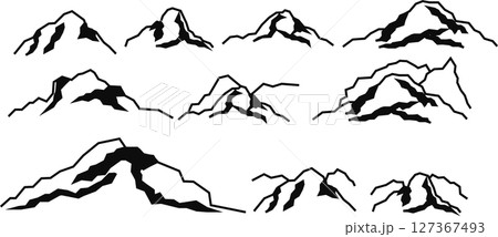 山のシルエットのグラフィック素材イラスト 127367493