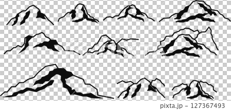 山のシルエットのグラフィック素材イラスト 127367493