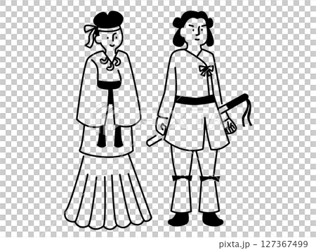 古墳時代（弥生時代～飛鳥時代）の男女のイラスト 127367499