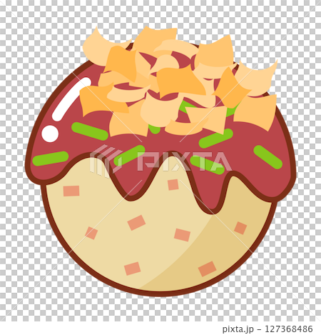 1 takoyaki (octopus ball) with outline 127368486