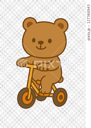 [一隻可愛的熊騎著三輪車的插圖] 127368943