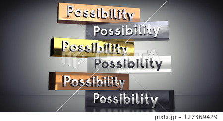 Possibility - words on metal blocks - 3D illustration 127369429