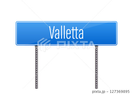 City road sign of Valletta, capital city of Malta, blue color. simple road sign 127369895