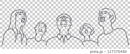 People looking up in amazement - lines only People looking up in amazement - lines only 127370480