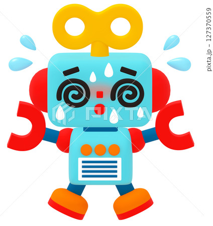 暑くて目を回しているロボット 127370559