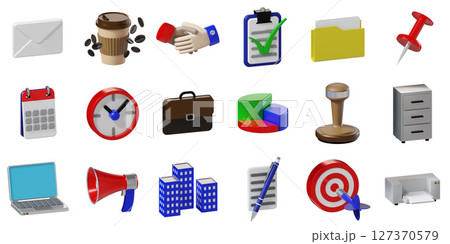Set of office icons - 3D illustration Set of office icons - 3D illustration 127370579