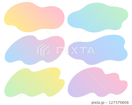 カラフルなグラデーションのゆるやかな形の横長フレームセット 127370608