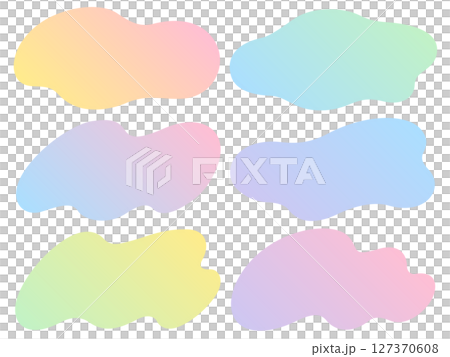 カラフルなグラデーションのゆるやかな形の横長フレームセット 127370608