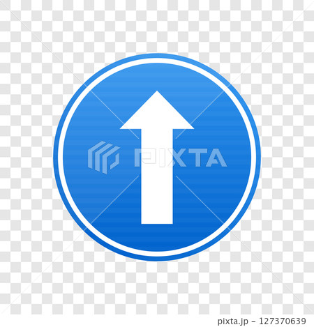 Blue circle with upward pointing arrow, indicating direction or instruction. 127370639