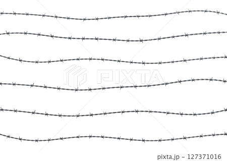 Barbed wire isolated on white background - 3D illustration 127371016