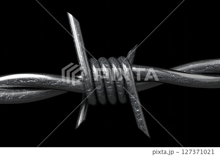 Barbed wire - single pike - 3D illustration Barbed wire - single pike - 3D illustration 127371021