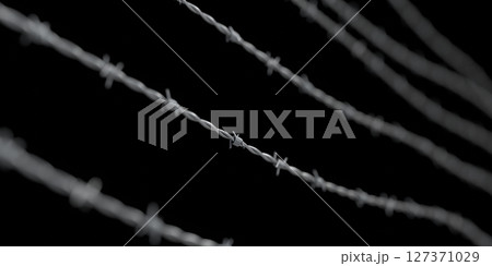 Barbed wire isolated on black background - 3D illustration Barbed wire isolated on black background - 3D illustration 127371029