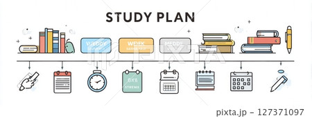 Weekly Study Plan Infographic for Effective Student Scheduling and Organization With Clean Academic Style 127371097