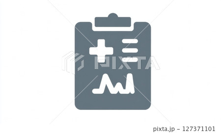 Medical Chart Icon for Healthcare Applications and Data Management, Designed on a White Background, Depicting a Simplified Medical Record 127371101