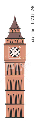 British clock tower attraction cartoon 127371246