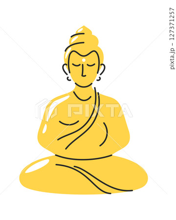Buddha statue travel attraction cartoon 127371257