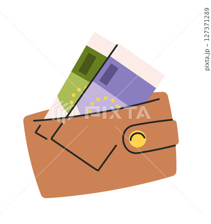 Purse flight tickets inside cartoon 127371289