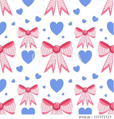 Bow and heart seamless pattern 127371513