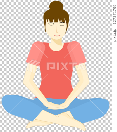 Woman is practicing meditation for inner calm and mental well-being 127371799