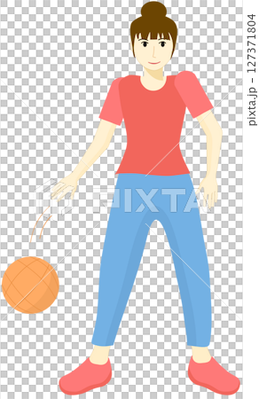 Woman maintain their health by playing basketball Woman maintain their health by playing basketball 127371804