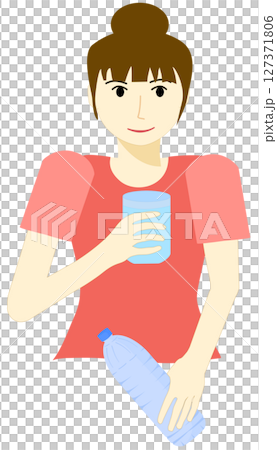 Woman maintain their health by drinking enough clean water to meet their body's need 127371806