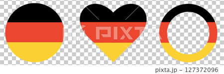 Collection of flag of Germany, heart shape of Germans flag, and frame isolated. 127372096