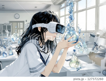 VRを利用した未来の教育の授業のイラスト素材 127372260