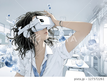 VRを利用した未来教育の授業のイラスト素材 127372261