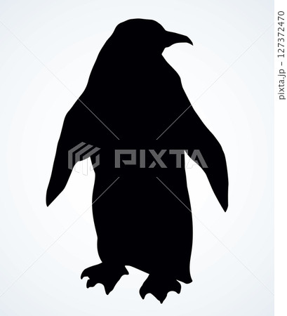 Penguin on the ice. Vector drawing 127372470