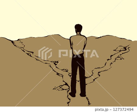 Man at the crossroads. Vector drawing Man at the crossroads. Vector drawing 127372494