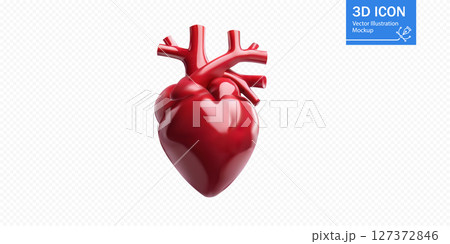 3D heart sculpture designed for medical and health-related projects showcasing realism and creativity 127372846