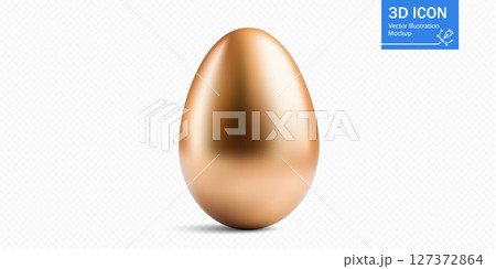 Golden egg design showcasing a smooth, shiny surface on a white background for creative projects and presentations 127372864