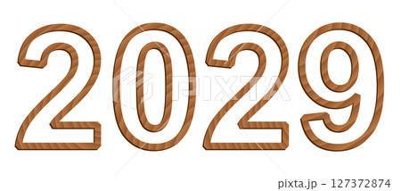 Vector digits isolated on white background. Set of three-dimensional numerals with texture of wood 127372874